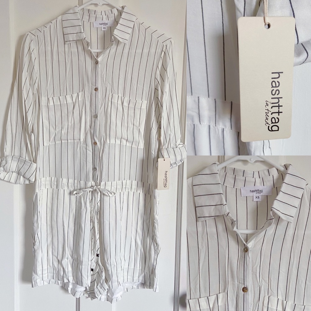 NWT Modcloth Hashtag Women’s XS Pinstripe Romper